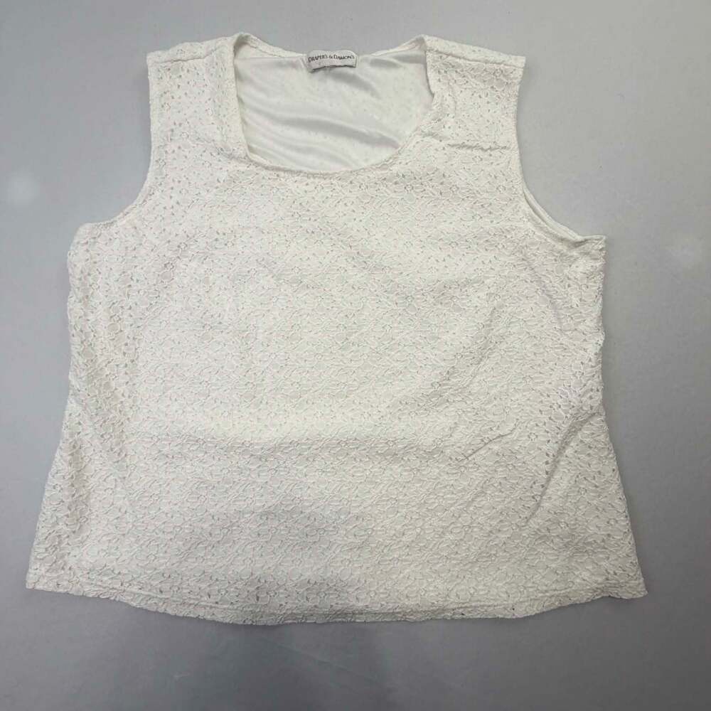 Draper's & Damon's White Floral Lace Sleeveless Shell Tank Top